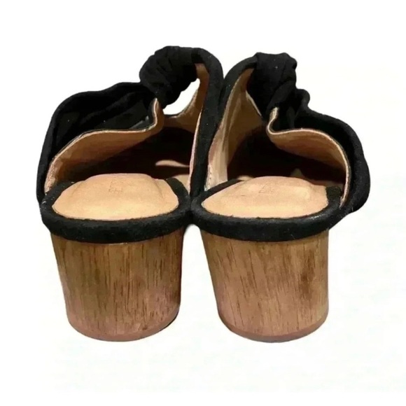 Bernardo Finley Suede Knot Wood Block Heel Mules Black - Picture 6 of 12